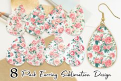 Earring teardrop sublimation design Rose flowers Watercolor Product Image 1