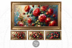  red rose Frame TV art is a collection of four vintage style oil paintings.