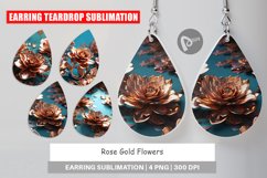 Earring Teardrop Rose Gold Flowers Product Image 1
