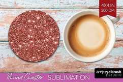 Rose Gold Texture Round Coaster - Glitter Background Coaster Product Image 1