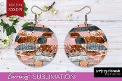 Rose Gold Texture Round Earrings - Glitter Background PNG Product Image 1