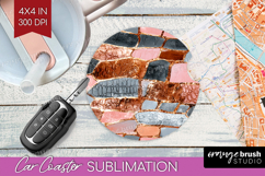 Rose Gold Texture Car Coaster - Glitter Background Coaster Product Image 1