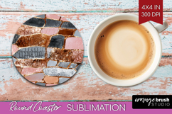 Rose Gold Texture Round Coaster - Glitter Background Coaster Product Image 1