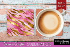 Rose Gold Texture Square Coaster - Glitter Background PNG Product Image 1