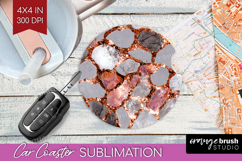 Rose Gold Texture Car Coaster - Glitter Background Coaster Product Image 1