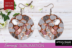 Rose Gold Texture Round Earrings - Glitter Background PNG Product Image 1