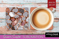 Rose Gold Texture Square Coaster - Glitter Background PNG Product Image 1