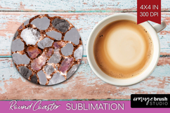 Rose Gold Texture Round Coaster - Glitter Background Coaster Product Image 1