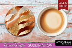 Rose Gold Texture Round Coaster - Glitter Background Coaster Product Image 1