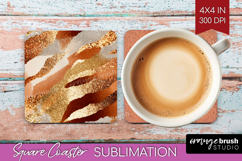 Rose Gold Texture Square Coaster - Glitter Background PNG Product Image 1