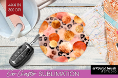 Rose Gold Texture Car Coaster - Glitter Background Coaster Product Image 1