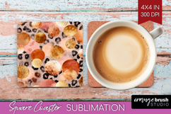 Rose Gold Texture Square Coaster - Glitter Background PNG Product Image 1