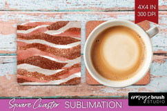 Rose Gold Texture Square Coaster - Glitter Background PNG Product Image 1