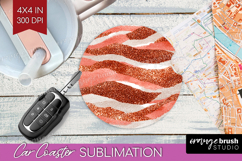 Rose Gold Texture Car Coaster - Glitter Background Coaster Product Image 1