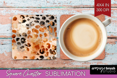 Rose Gold Texture Square Coaster - Glitter Background PNG Product Image 1