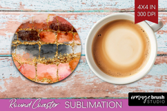 Rose Gold Texture Round Coaster - Glitter Background Coaster Product Image 1