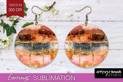 Rose Gold Texture Round Earrings - Glitter Background PNG Product Image 1