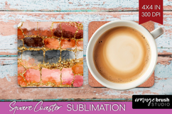 Rose Gold Texture Square Coaster - Glitter Background PNG Product Image 1