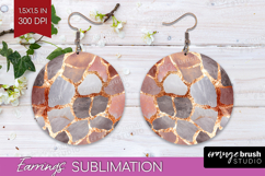 Rose Gold Texture Round Earrings - Glitter Background PNG Product Image 1