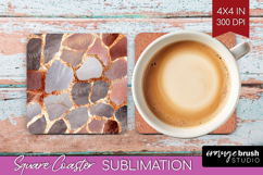 Rose Gold Texture Square Coaster - Glitter Background PNG Product Image 1