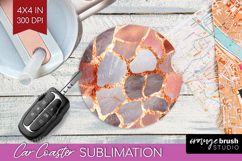 Rose Gold Texture Car Coaster - Glitter Background Coaster Product Image 1