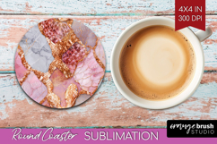 Rose Gold Texture Round Coaster - Glitter Background Coaster Product Image 1