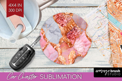 Rose Gold Texture Car Coaster - Glitter Background Coaster Product Image 1