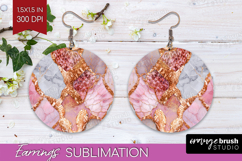 Rose Gold Texture Round Earrings - Glitter Background PNG Product Image 1