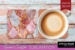 Rose Gold Texture Square Coaster - Glitter Background PNG Product Image 1