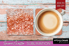 Rose Gold Texture Square Coaster - Glitter Background PNG Product Image 1