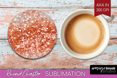 Rose Gold Texture Round Coaster - Glitter Background Coaster Product Image 1
