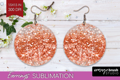 Rose Gold Texture Round Earrings - Glitter Background PNG Product Image 1