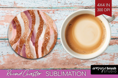 Rose Gold Texture Round Coaster - Glitter Background Coaster Product Image 1