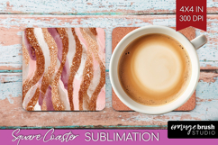 Rose Gold Texture Square Coaster - Glitter Background PNG Product Image 1