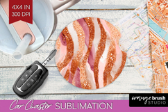 Rose Gold Texture Car Coaster - Glitter Background Coaster Product Image 1