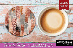 Rose Gold Texture Round Coaster - Glitter Background Coaster Product Image 1