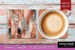 Rose Gold Texture Square Coaster - Glitter Background PNG Product Image 1