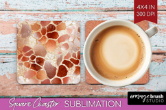 Rose Gold Texture Square Coaster - Glitter Background PNG Product Image 1