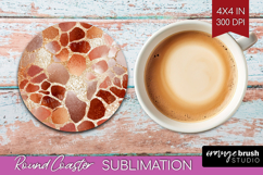 Rose Gold Texture Round Coaster - Glitter Background Coaster Product Image 1