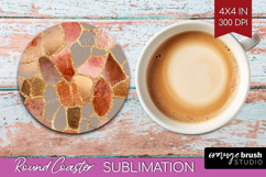 Rose Gold Texture Round Coaster - Glitter Background Coaster Product Image 1