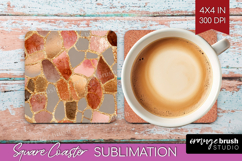Rose Gold Texture Square Coaster - Glitter Background PNG Product Image 1