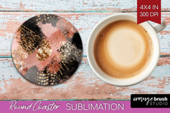 Rose Gold Texture Round Coaster - Glitter Background Coaster Product Image 1