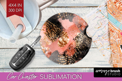 Rose Gold Texture Car Coaster - Glitter Background Coaster Product Image 1