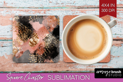 Rose Gold Texture Square Coaster - Glitter Background PNG Product Image 1