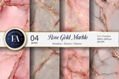 Soft Pink Marble with Rose Gold Veins Art Digital Paper Product Image 1