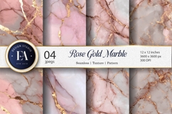 Rose Gold Vein Pink Marble Seamless Texture Digital Paper Product Image 1