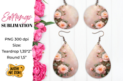 Vintage Rose Earrings Sublimation Product Image 1