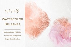 12 Watercolor Splatters with Rose Gold Finish - PNG Product Image 2