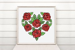 Rose Heart Floral Flower Graphic Red Wreath Outline PNG Product Image 2