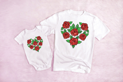 Rose Heart Floral Flower Graphic Red Wreath Outline PNG Product Image 3